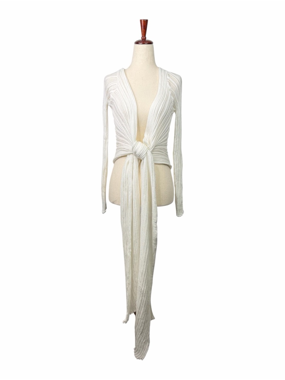 Ioanna Kourbela NWT Wrap Cardigan Sweater Cotton Knit White/Ivory Ribbed (S/M)